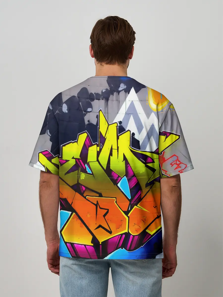 Мужская футболка оверсайз / НЕОНОВОЕ ГРАФФИТИ