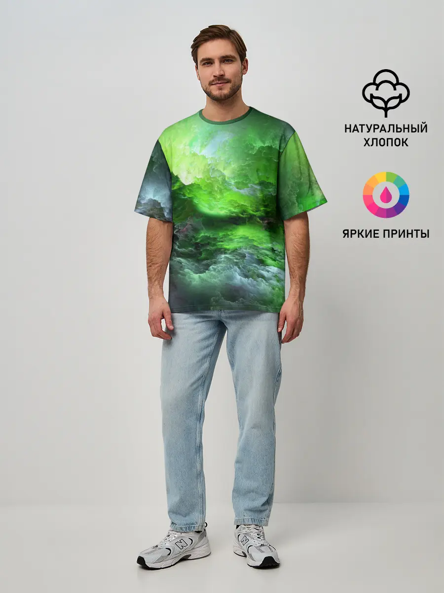 Мужская футболка оверсайз / GREEN SPACE | ЗЕЛЁНЫЙ КОСМОС
