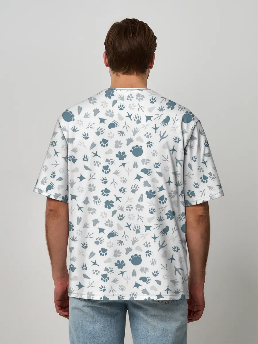 Мужская футболка оверсайз / Отпечатки лап животных