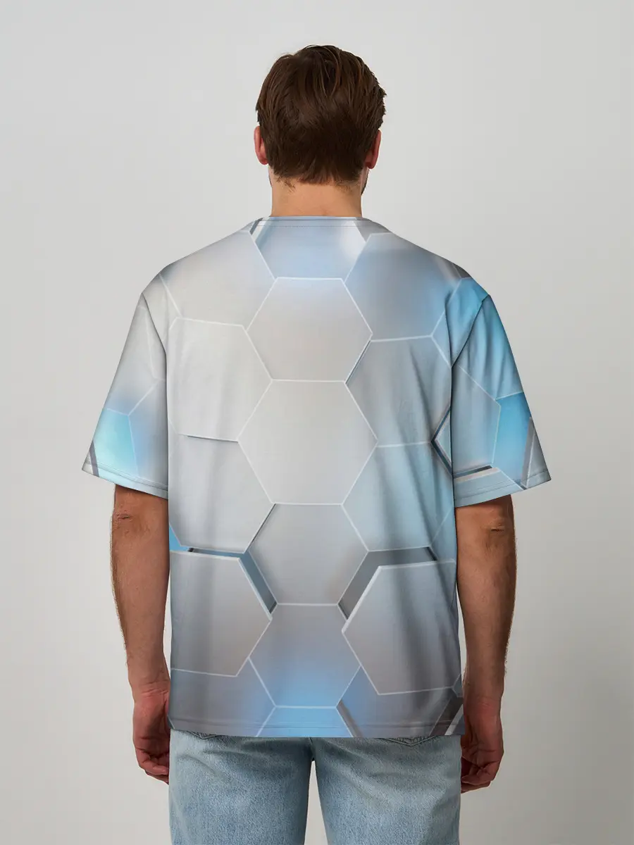 Мужская футболка оверсайз / 3D соты