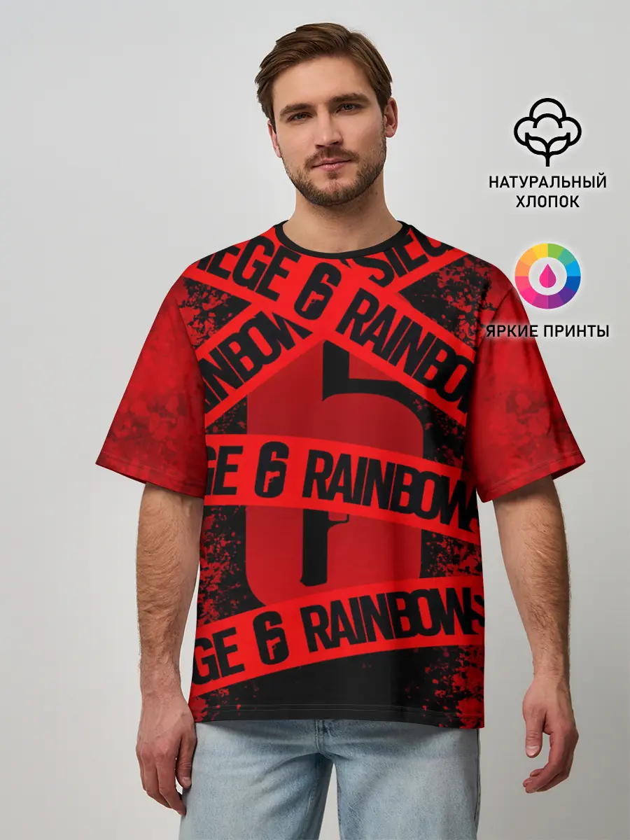 Мужская футболка оверсайз / Rainbow Six Siege: Опасно для жизни.
