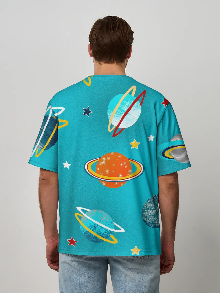 Мужская футболка оверсайз / Необычные планеты