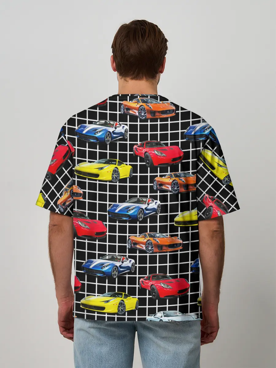 Мужская футболка оверсайз / Гоночные тачки