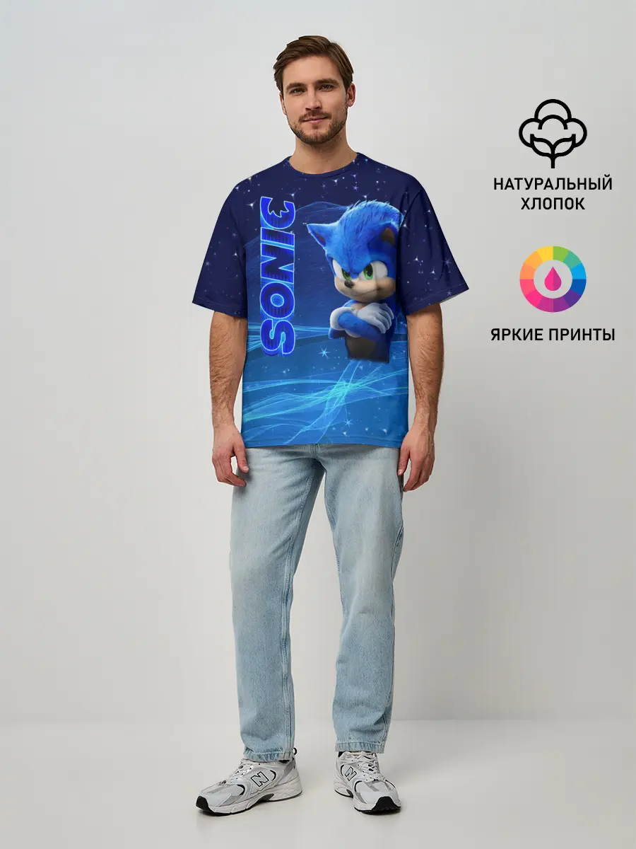 Мужская футболка оверсайз / соник