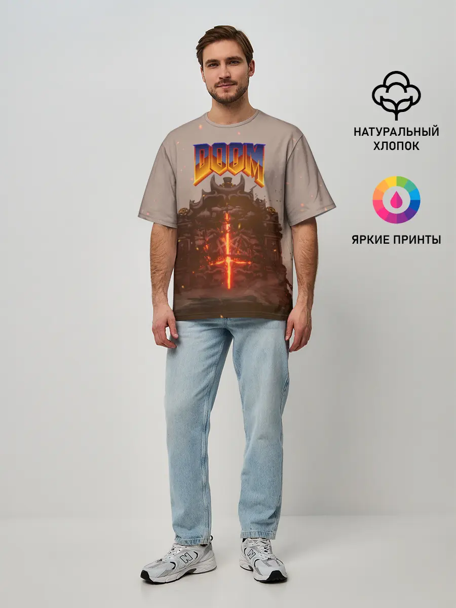 Мужская футболка оверсайз / DOOM | ДУМ