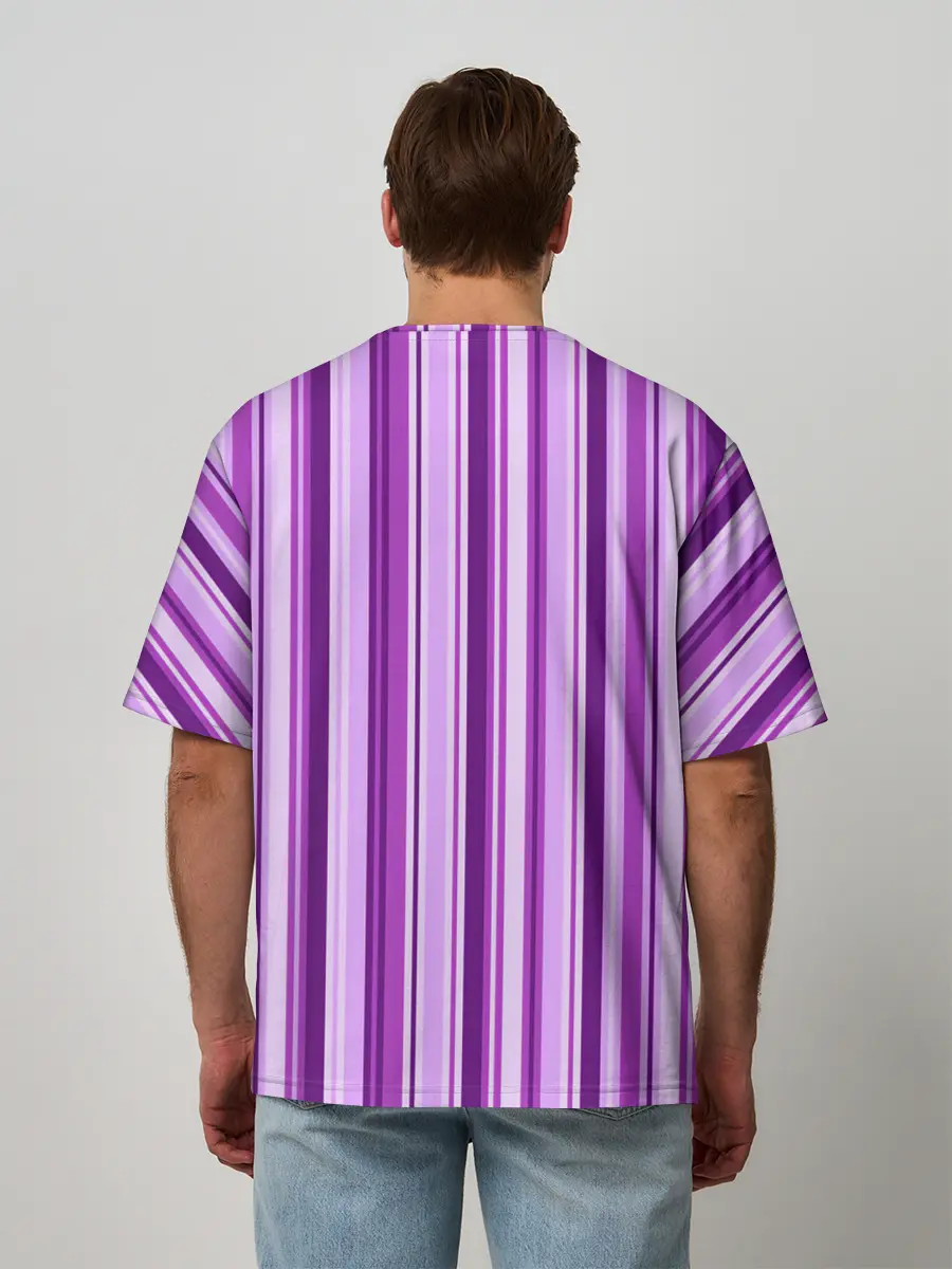 Мужская футболка оверсайз / Фиолетово-чёрные полосы