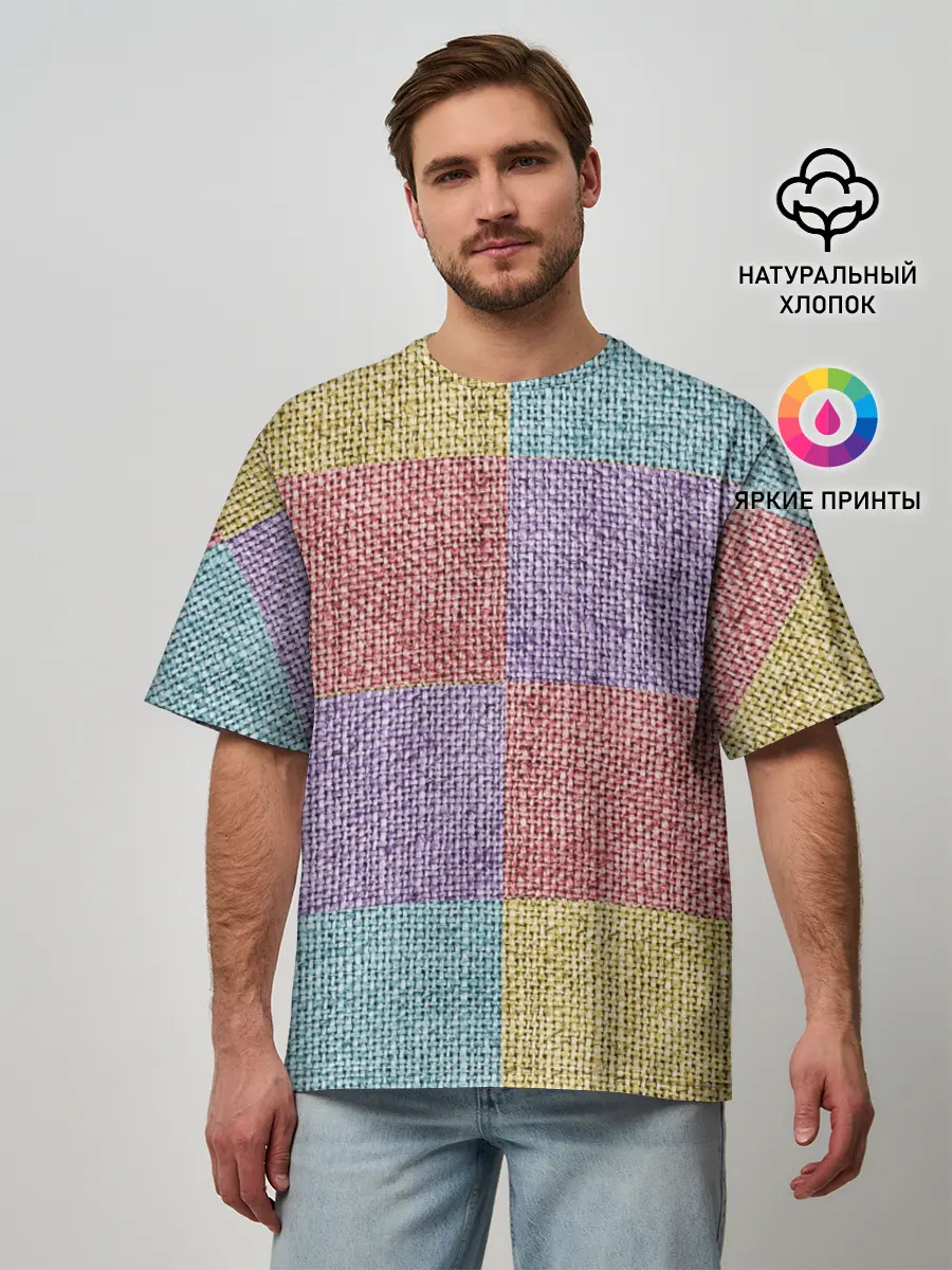 Мужская футболка оверсайз / Patchwork