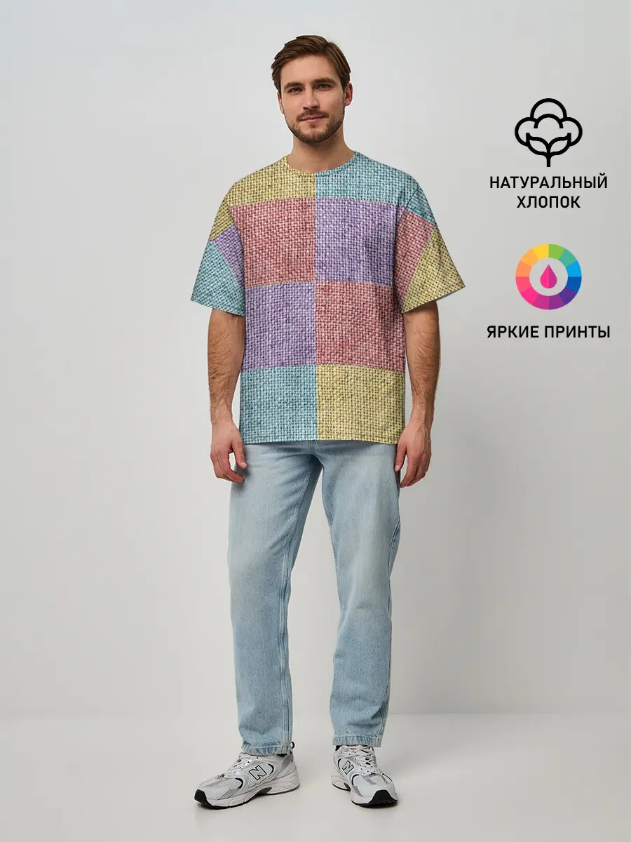 Мужская футболка оверсайз / Patchwork