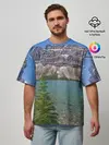 Мужская футболка оверсайз / Горное озеро
