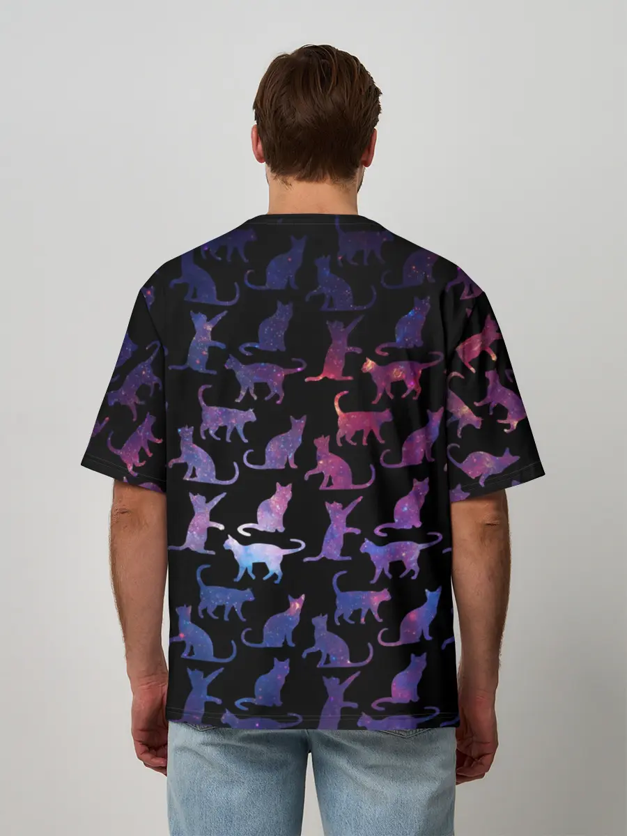 Мужская футболка оверсайз / Космические Коты