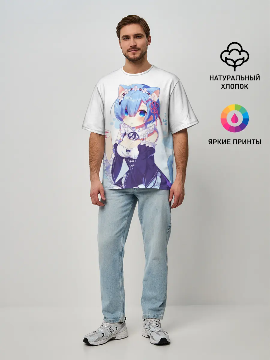 Мужская футболка оверсайз / Re:Zero, Рем