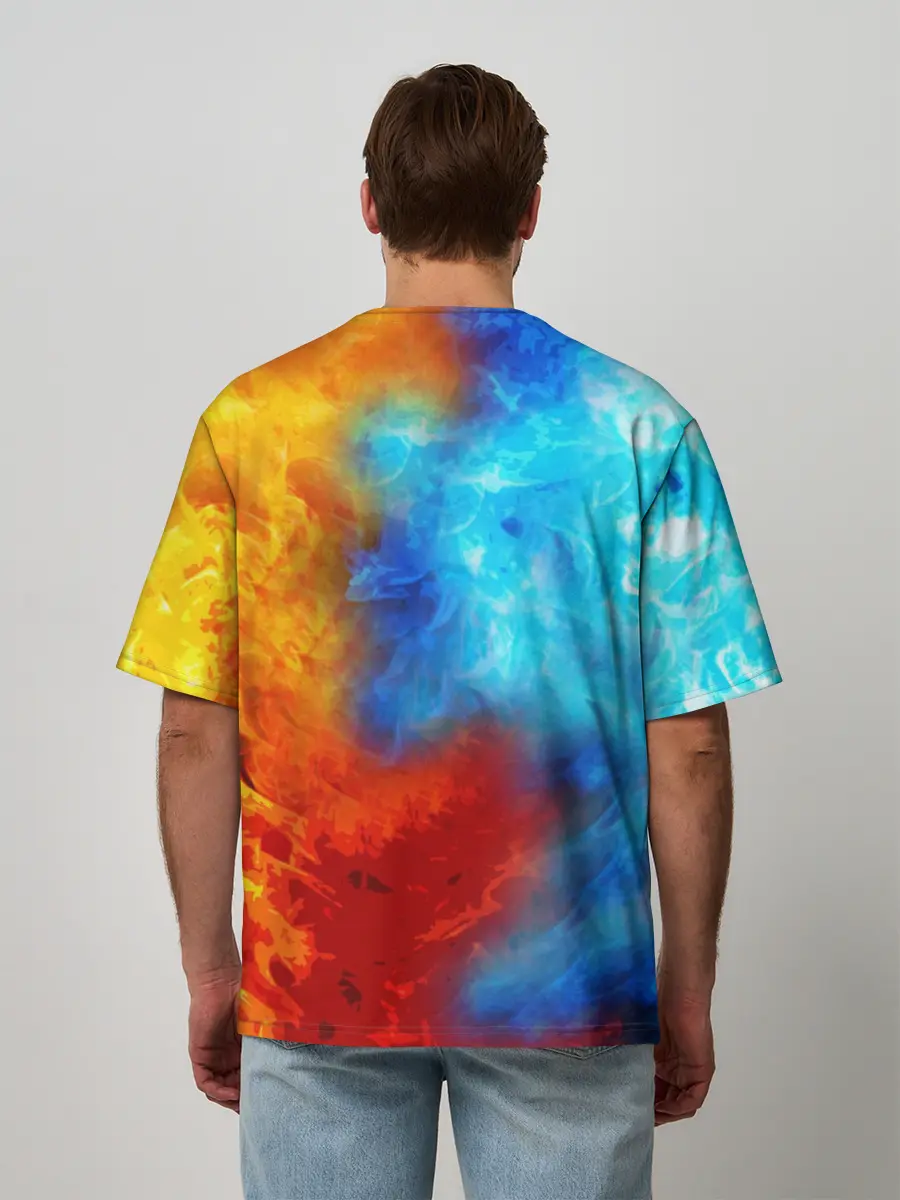 Мужская футболка оверсайз / Битва огней x Драконы