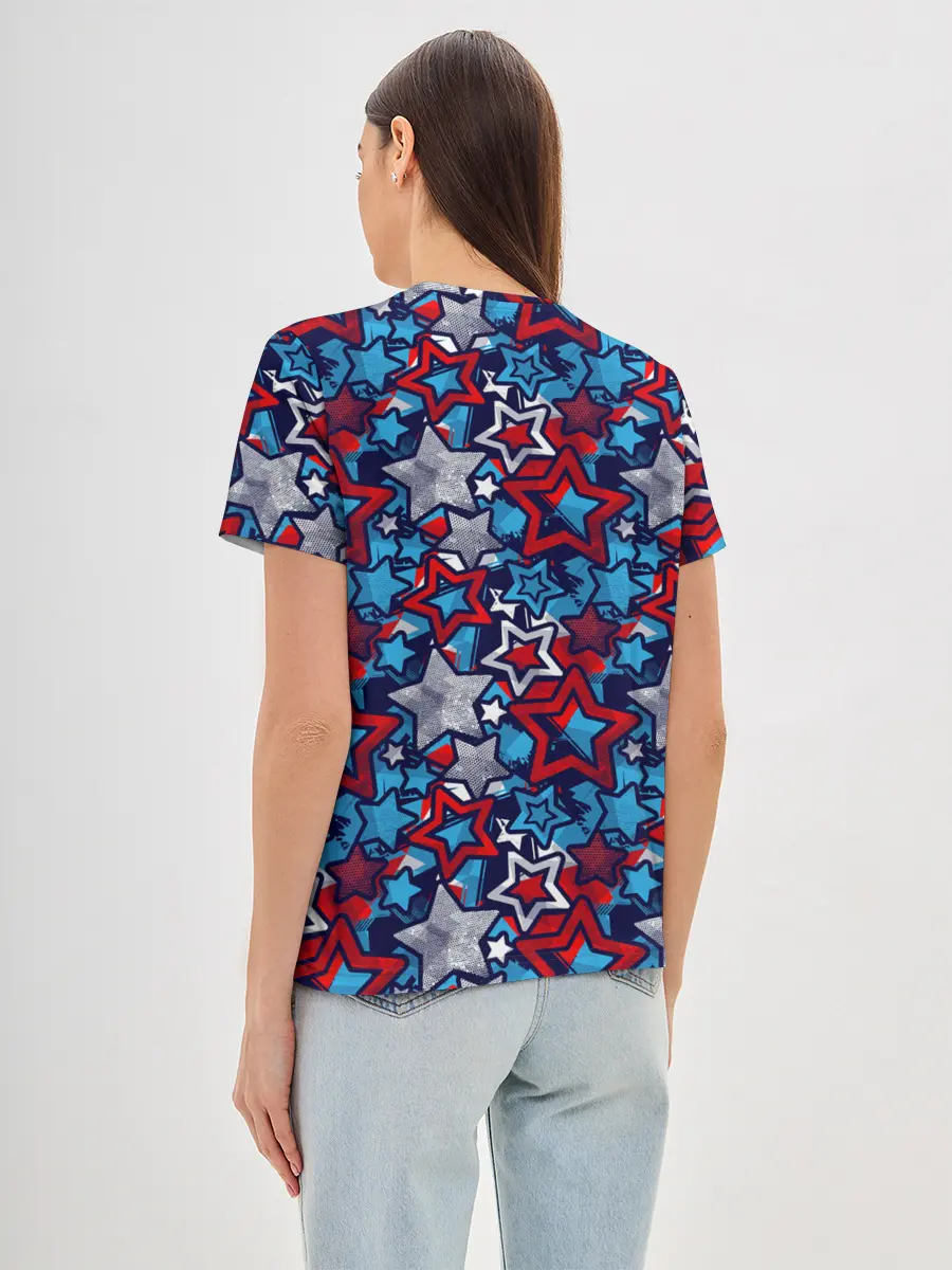 Женская базовая футболка / 3D звездочки