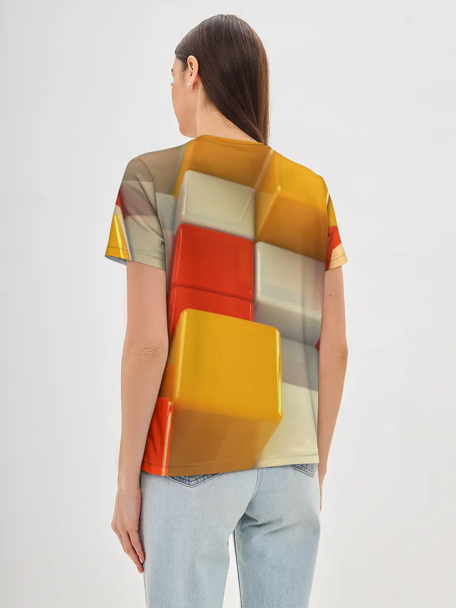 Женская базовая футболка / КУБЫ 3D