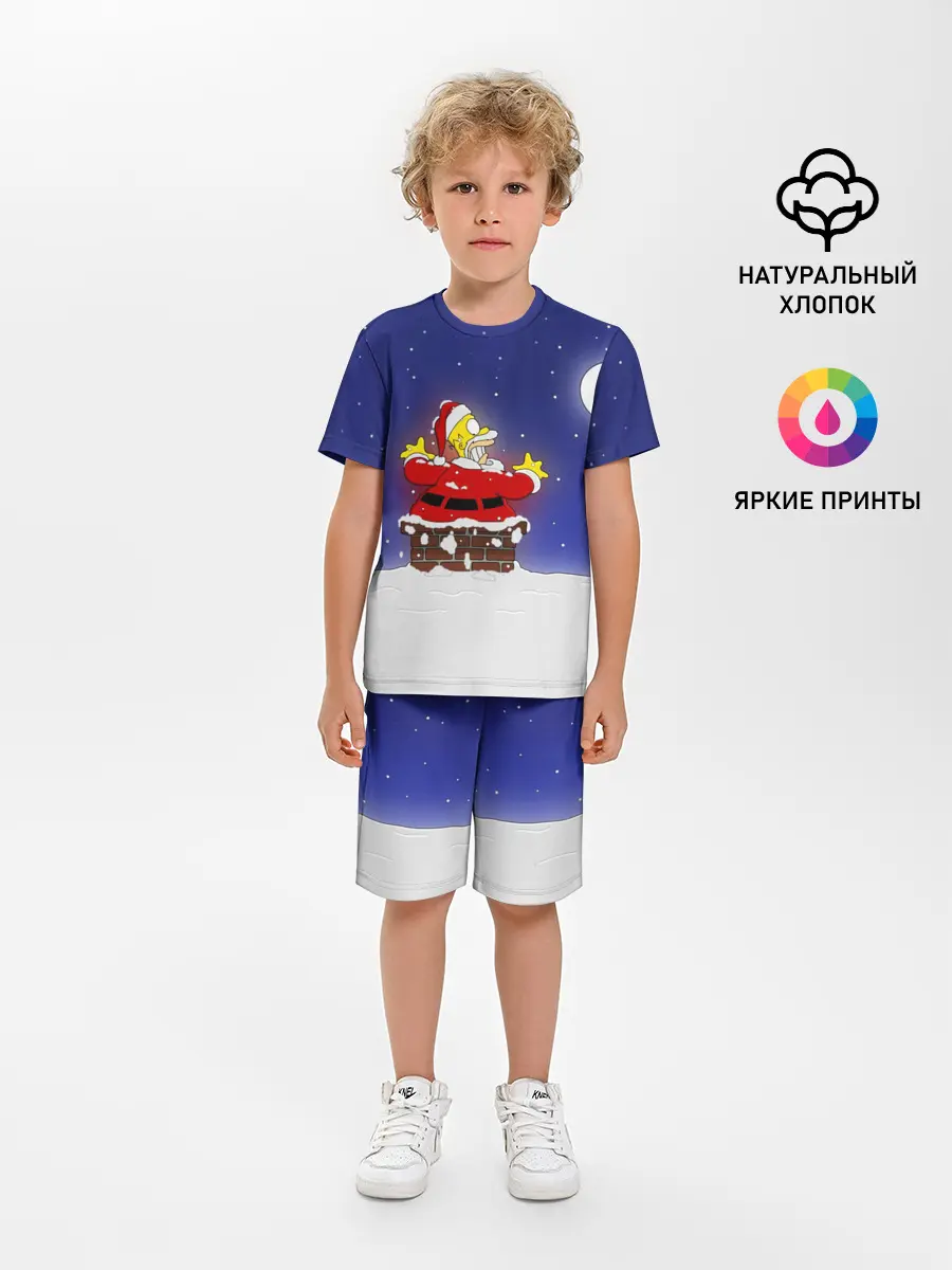 Детская пижама с шортами / Гомер Санта Клаус