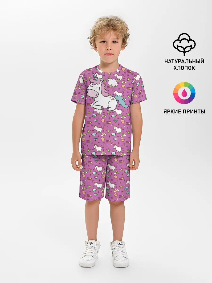 Детская пижама с шортами / Единорог