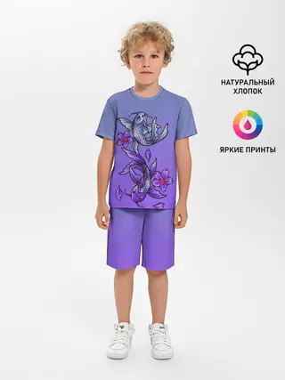 Детская пижама с шортами / Рыбы и цветы