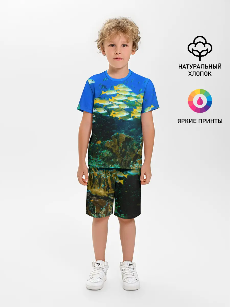 Детская пижама с шортами / Коралловые рыбки
