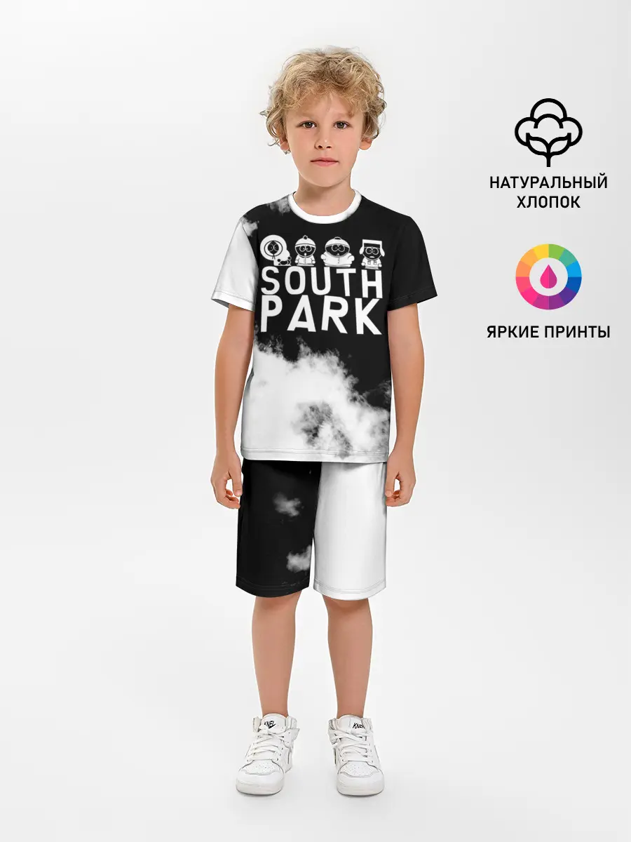 Детская пижама с шортами / Все пацаны на черном фоне Южный Парк