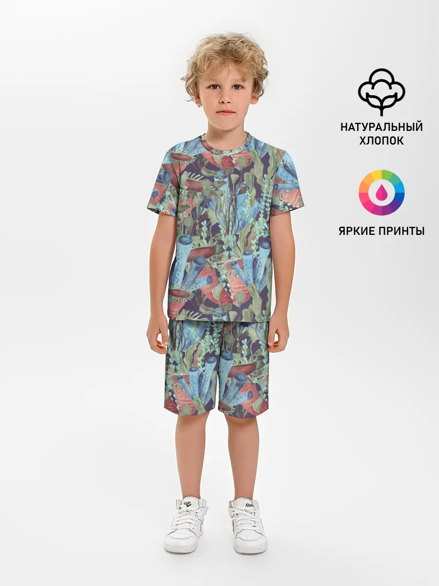 Детская пижама с шортами / Водоросли на морском дне