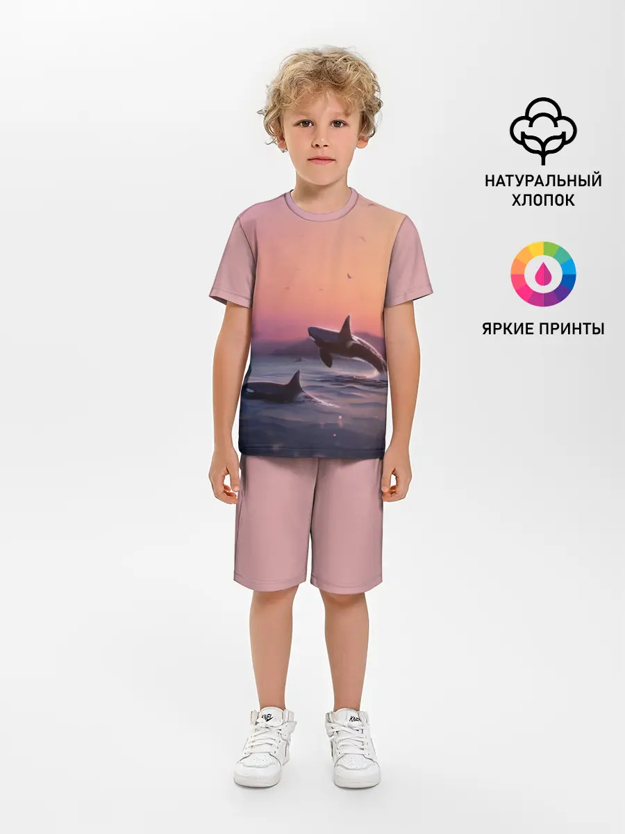 Детская пижама с шортами / касатки