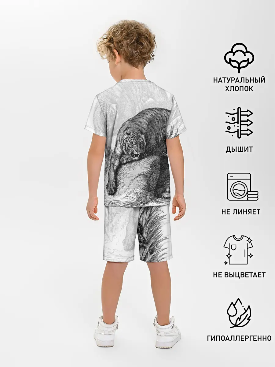 Детская пижама с шортами / Тигр и змея