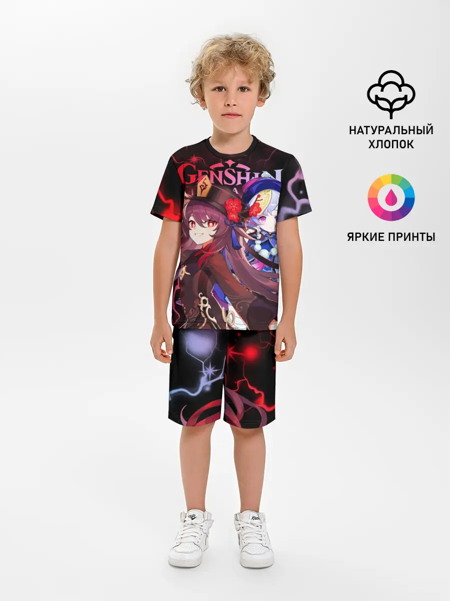 Детская пижама с шортами / Ху Тао и Ци Ци, Genshin Impact