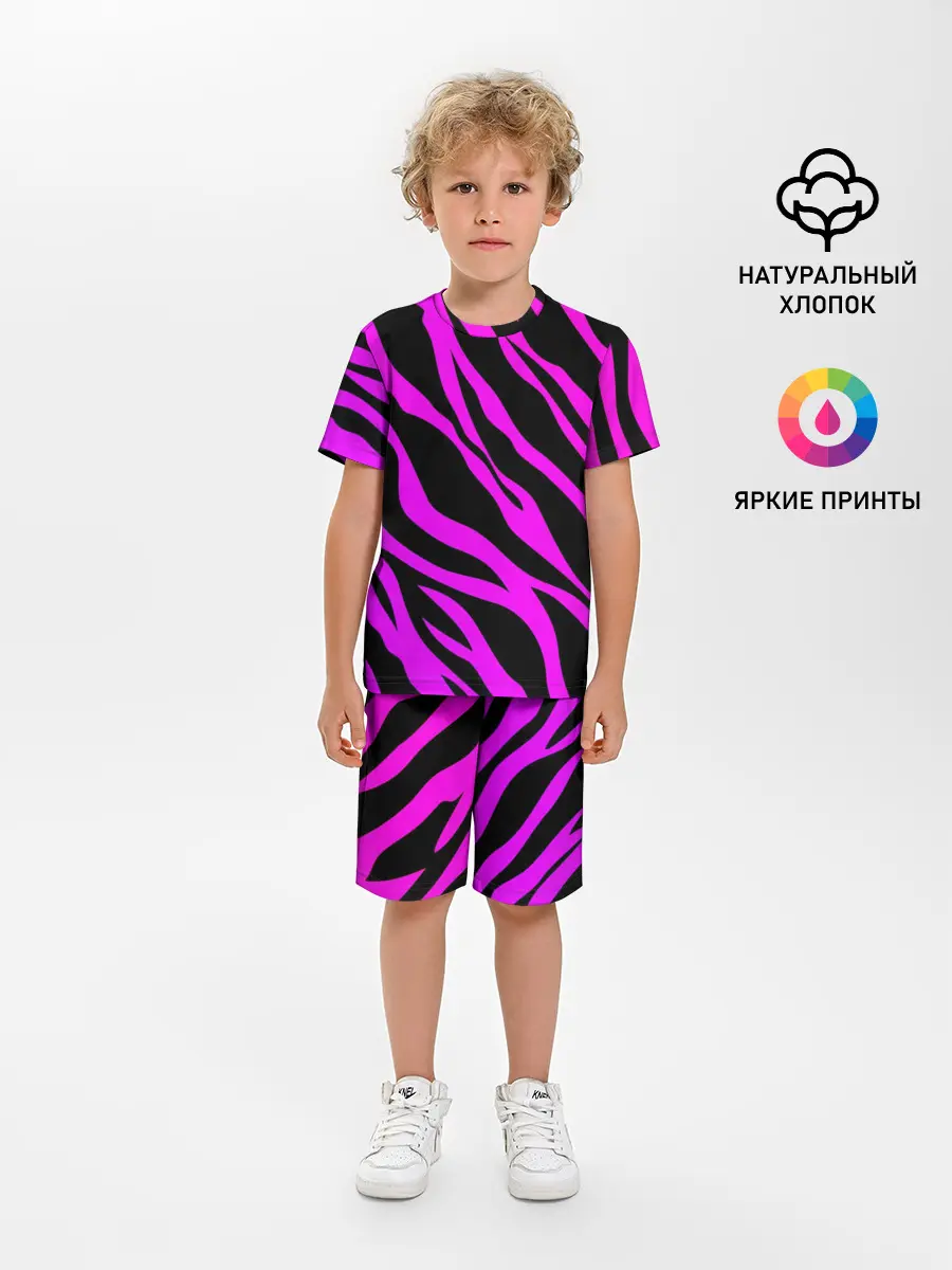 Детская пижама с шортами / Неоновая зебра