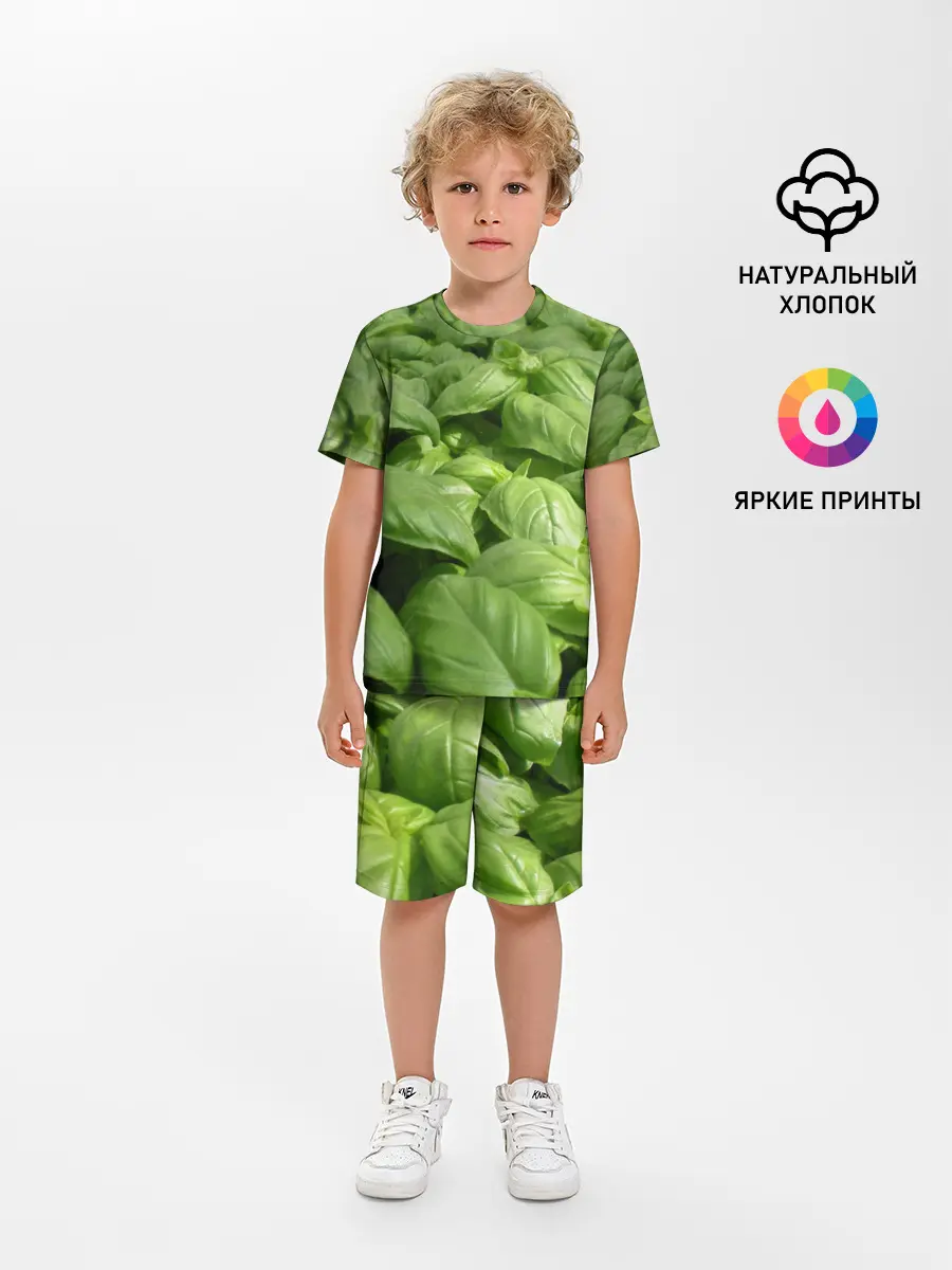 Детская пижама с шортами / Неоновый базилик