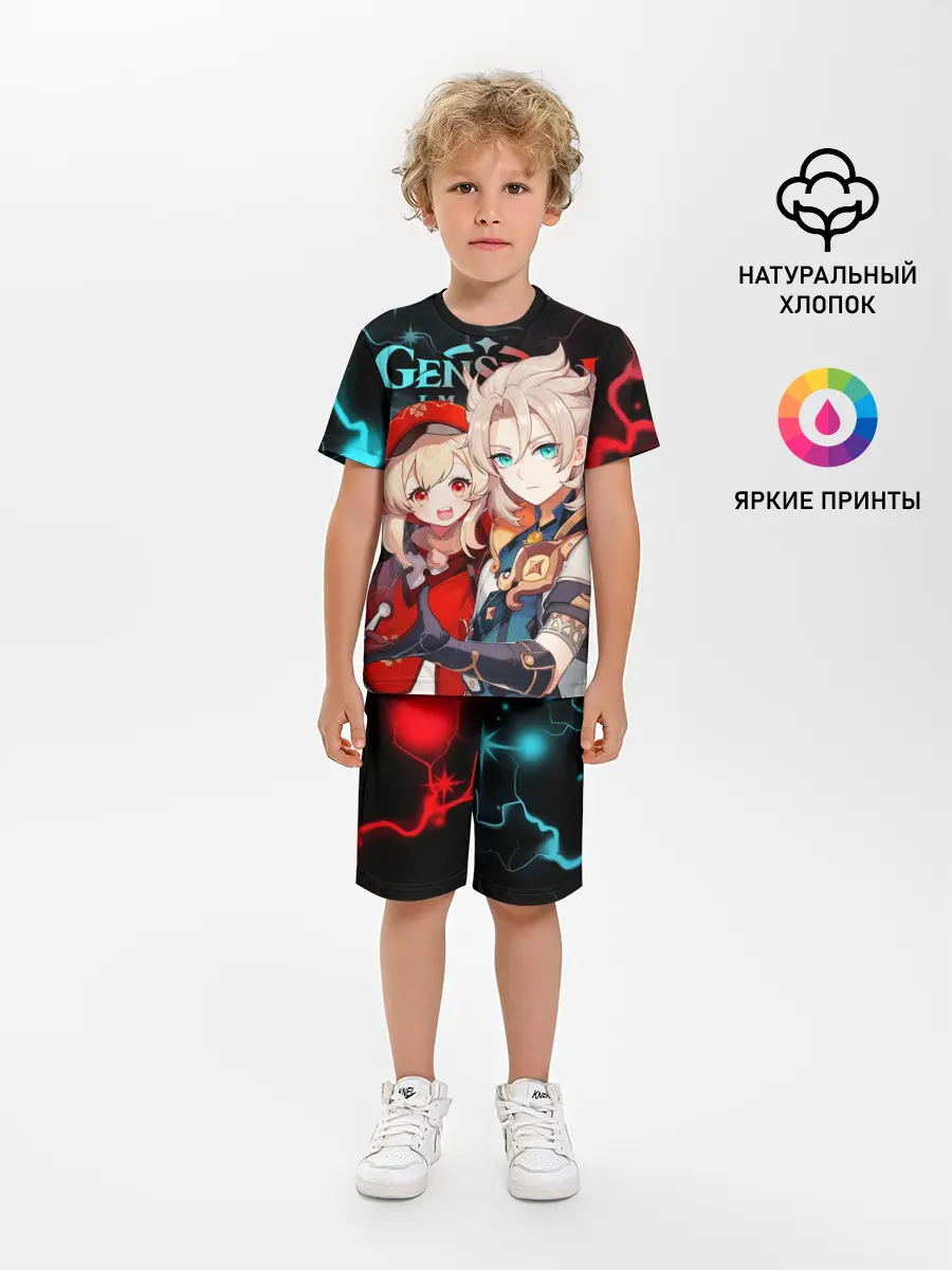 Детская пижама с шортами / Альбедо и Кли, Genshin Impact