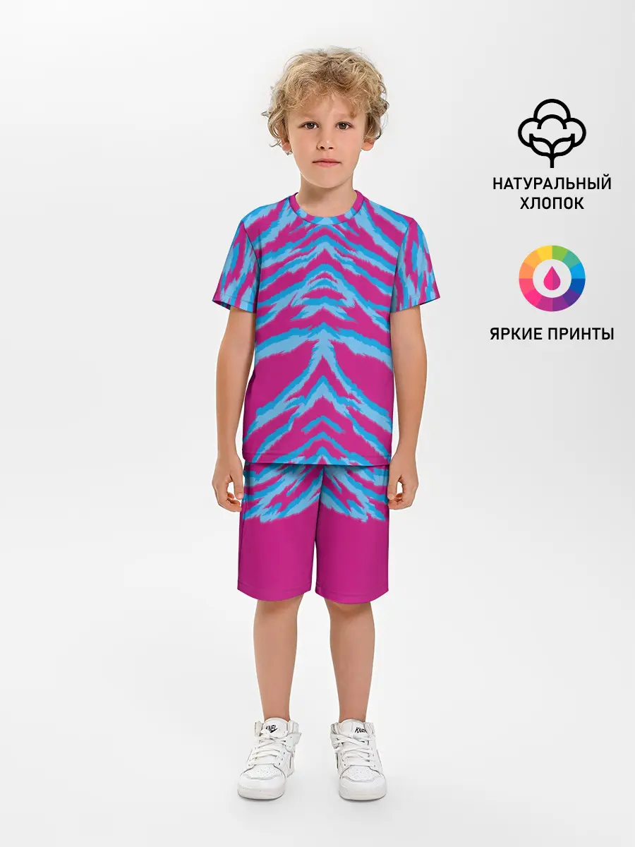 Детская пижама с шортами / Неоновая шкура тигра