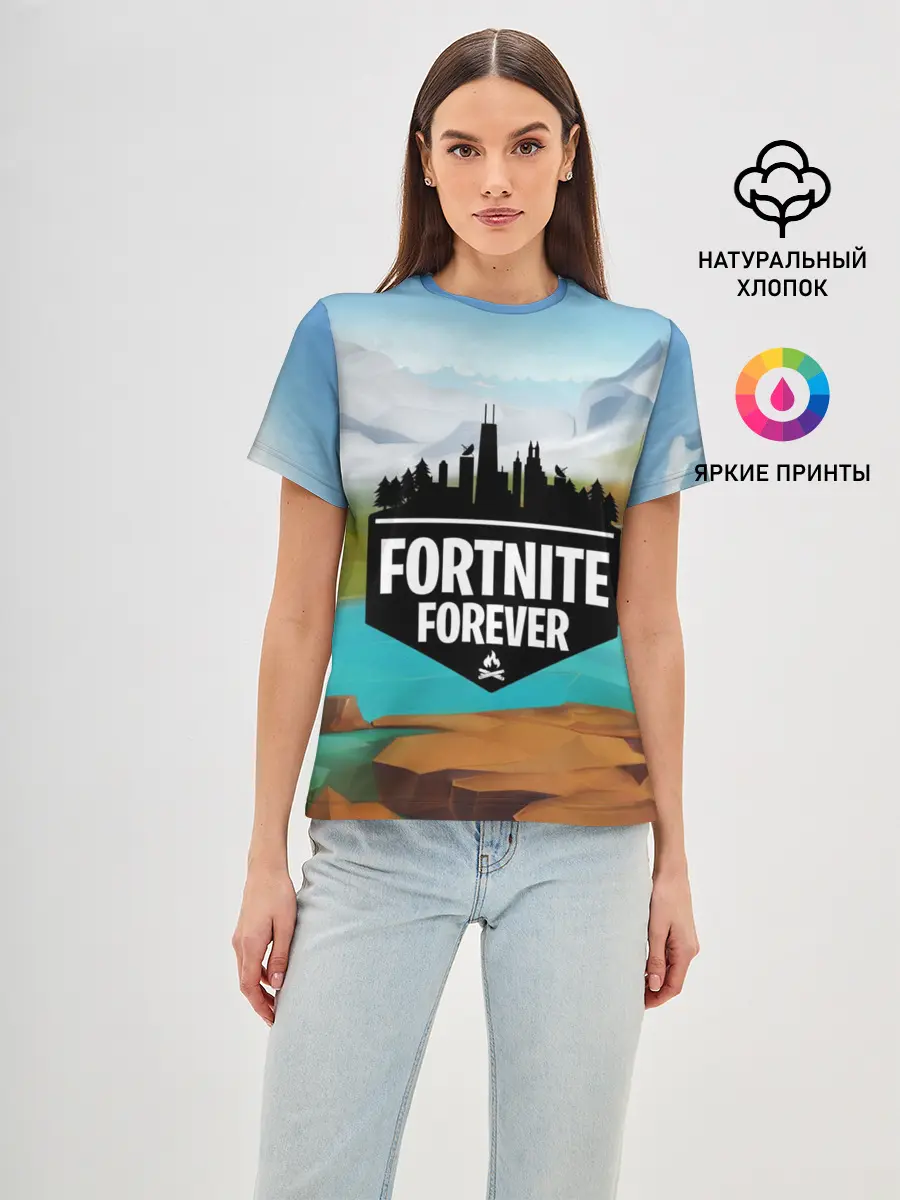 Женская базовая футболка / Fortnite Forever