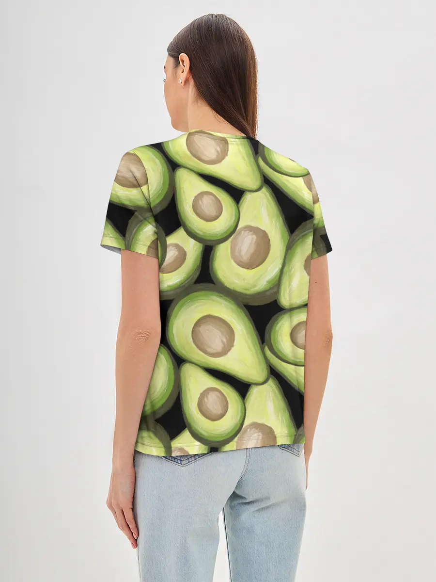 Женская базовая футболка / Avocado background