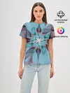 Женская базовая футболка / Абстрактный цветок. Голубой.