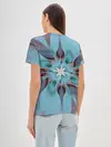 Женская базовая футболка / Абстрактный цветок. Голубой.