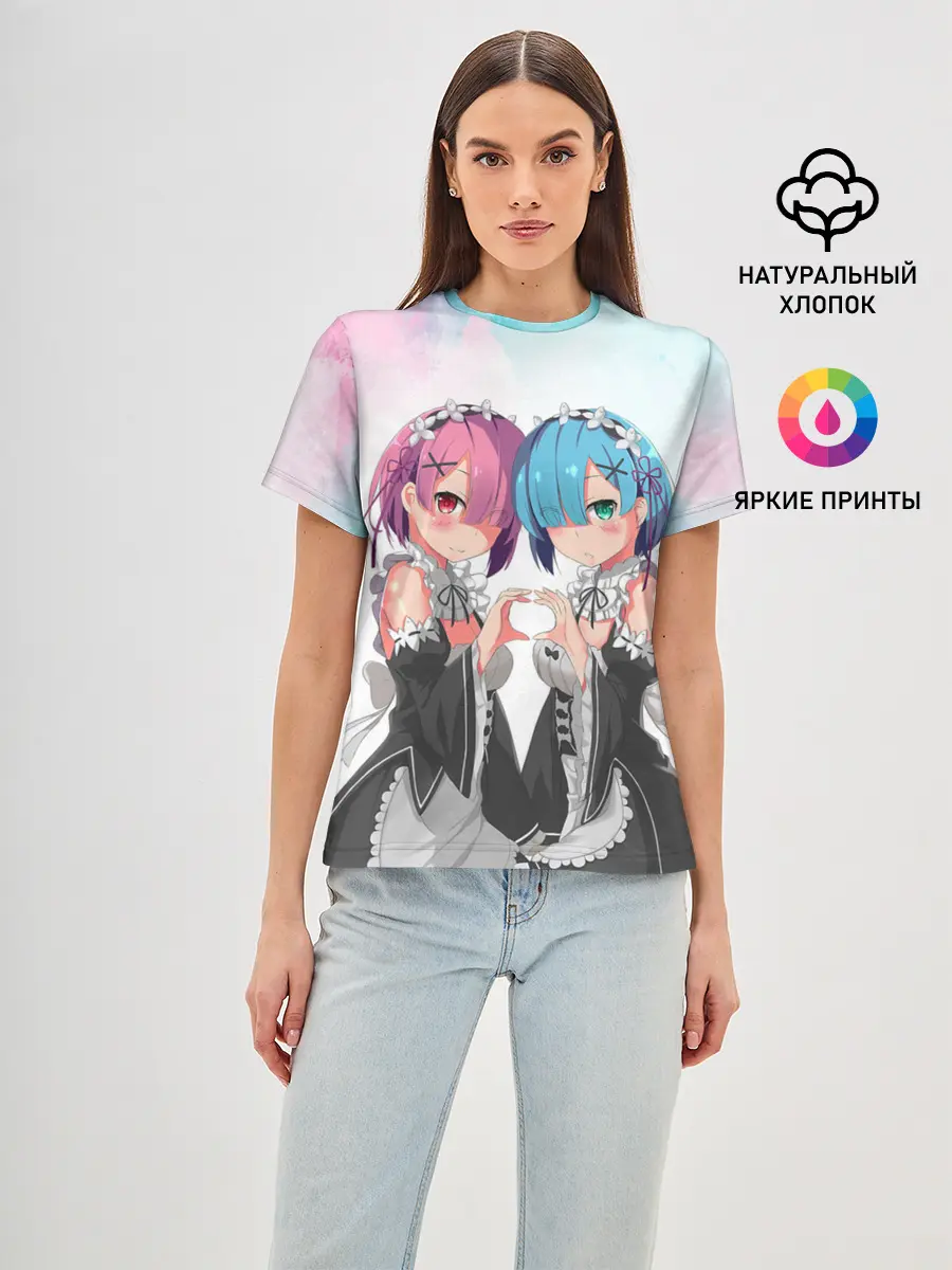 Женская базовая футболка / Re:Zero, Рам и Рем