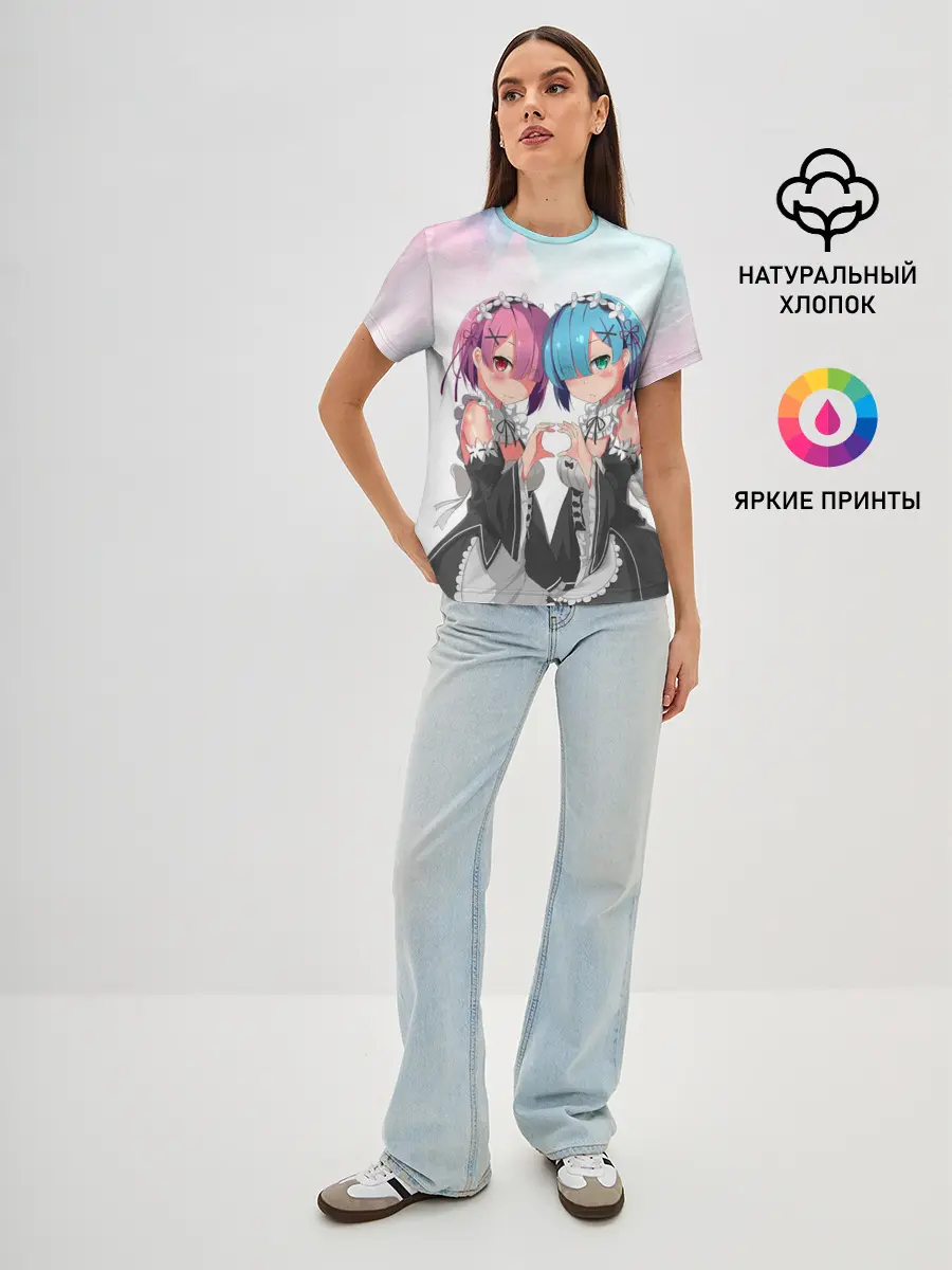 Женская базовая футболка / Re:Zero, Рам и Рем