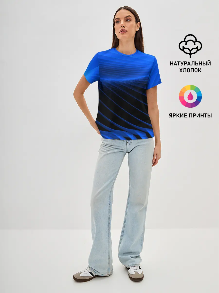 Женская базовая футболка / Неоновые лучи