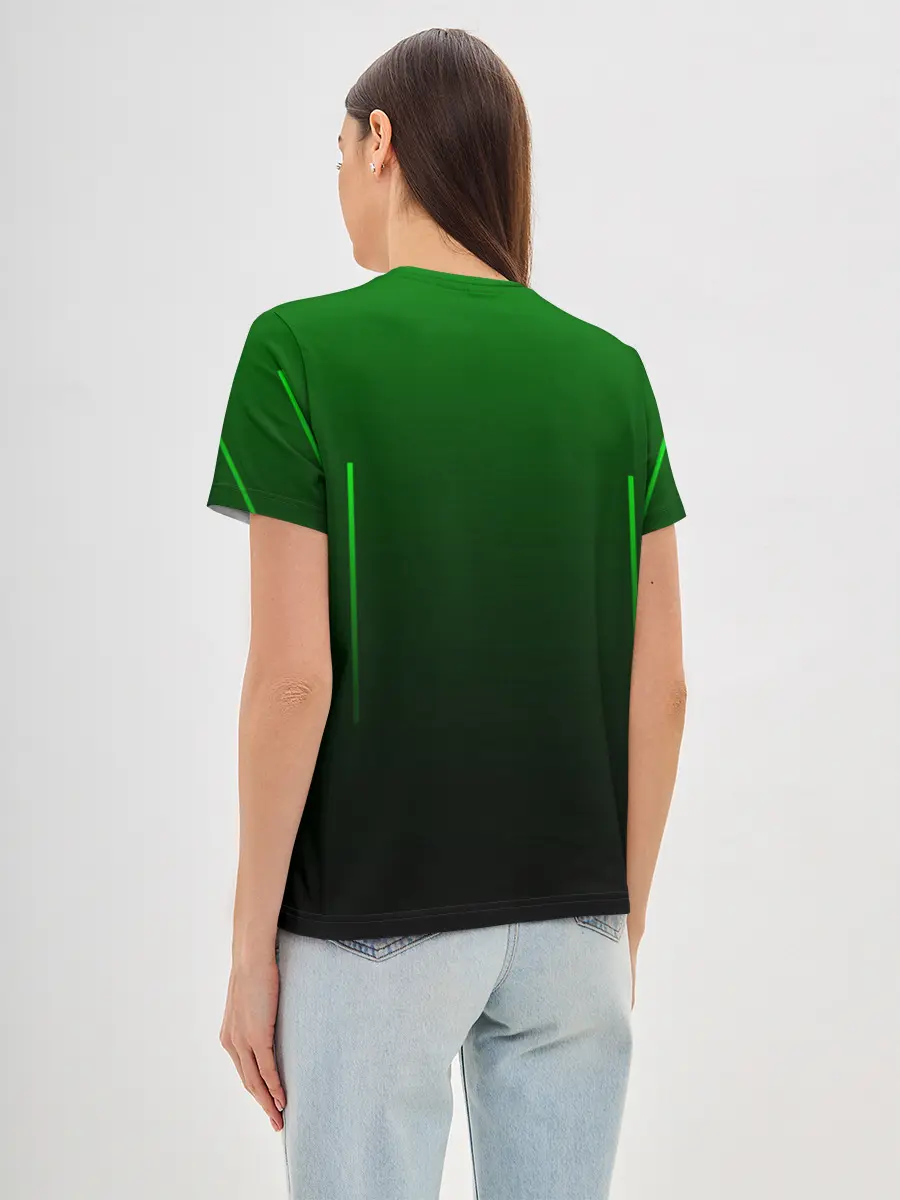 Женская базовая футболка / Неоновые линии на градиенте