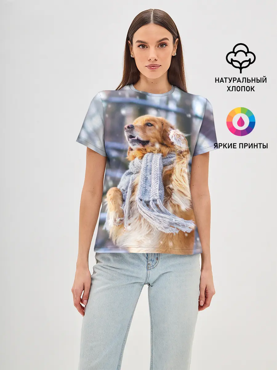 Женская базовая футболка / Золотистый Ретривер