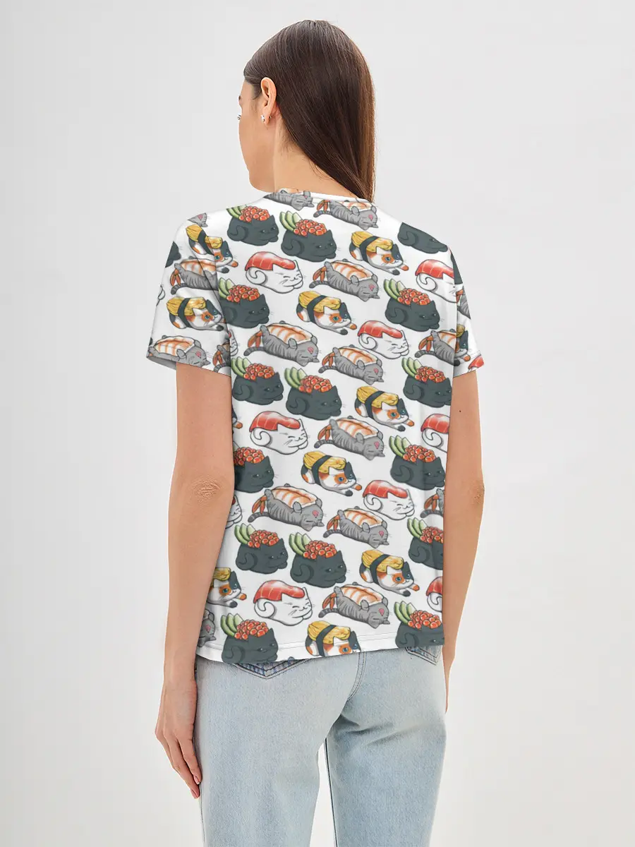 Женская базовая футболка / Котики | Суши