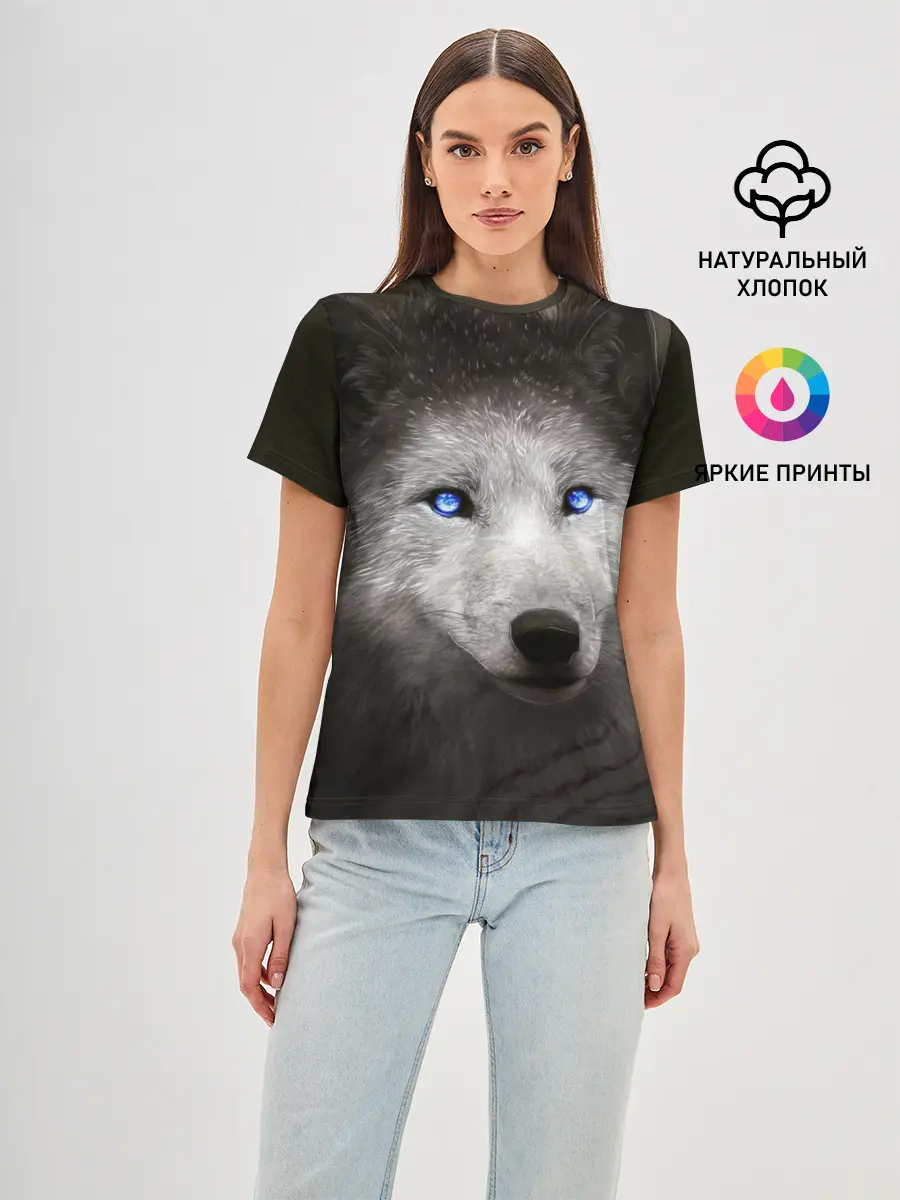 Женская базовая футболка / Голубоглазый волк
