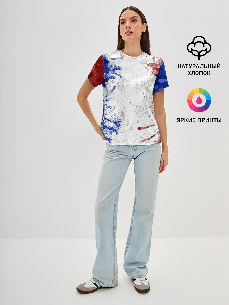 Женская базовая футболка / BLUE WHITE & RED