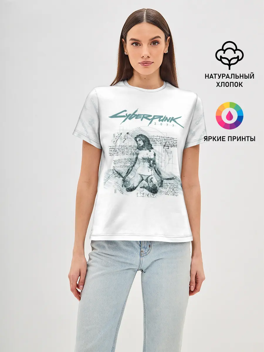 Женская базовая футболка / КЛИНКИ БОГОМОЛА Cyberpunk 2077