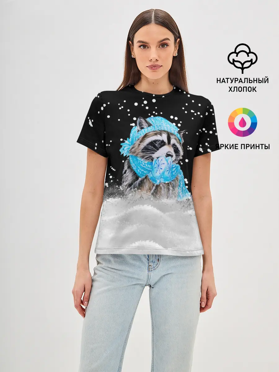 Женская базовая футболка / Енот