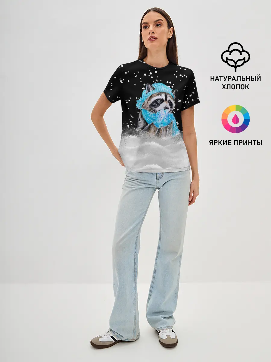 Женская базовая футболка / Енот