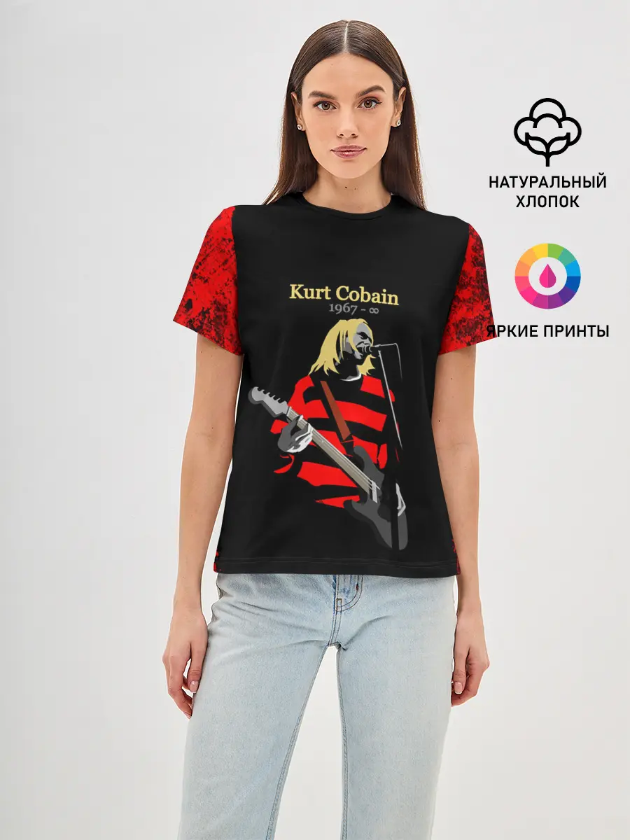 Женская базовая футболка / КУРТ КОБЕЙН | НИРВАНА | ЛОГО