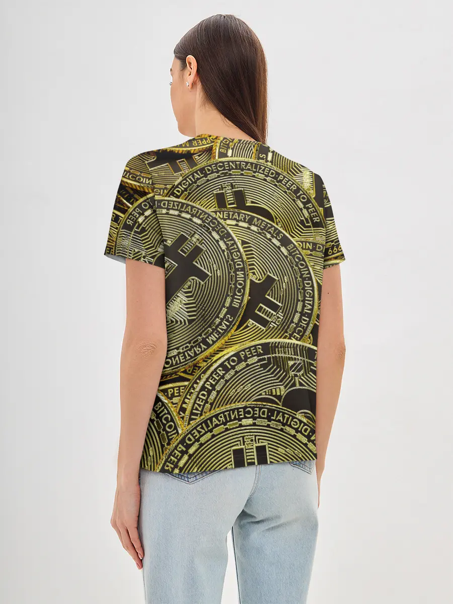 Женская базовая футболка / БИТКОИНЫ МОНЕТЫ