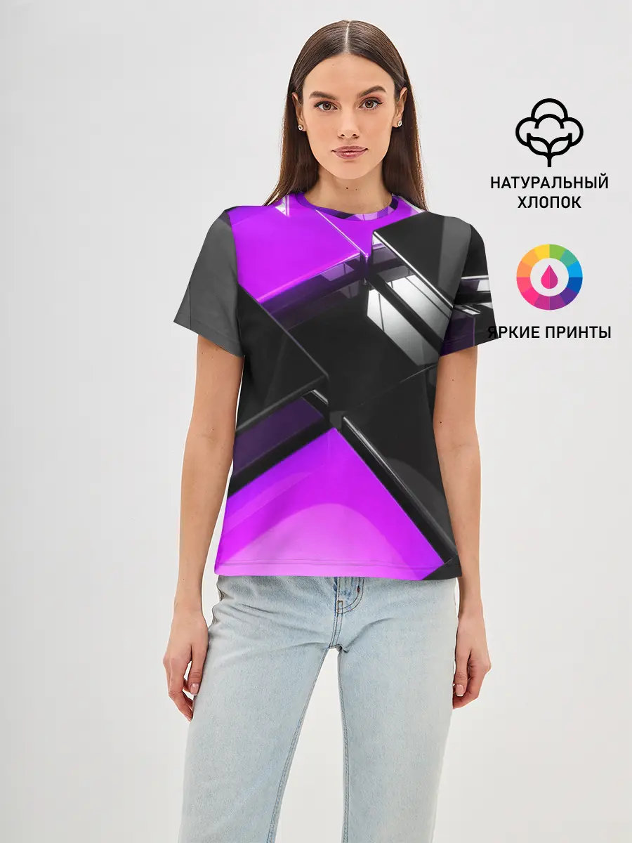 Женская базовая футболка / Неоновые кубы