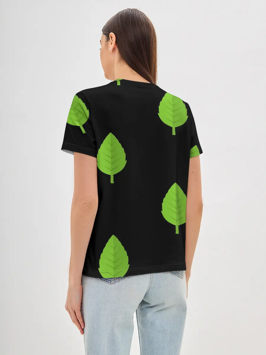 Женская базовая футболка / Птица и листочек